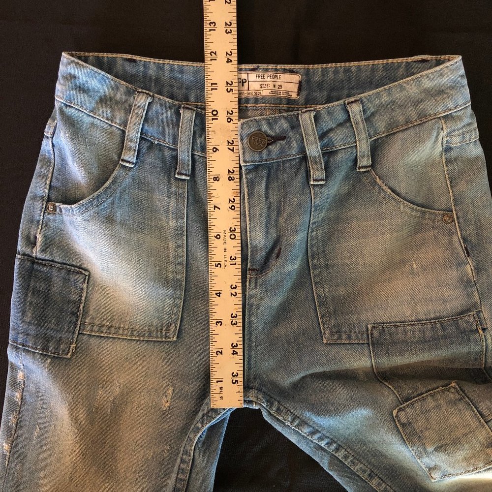 Free People Light Blue Patchwork Flare Jeans - Picture 14 of 16
